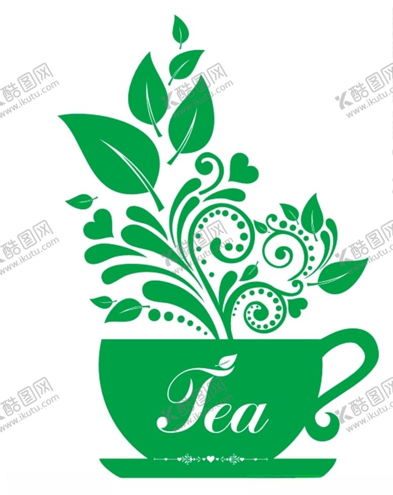 编号：73003210120618163105【酷图网】源文件下载-茶叶花纹茶壶绿茶