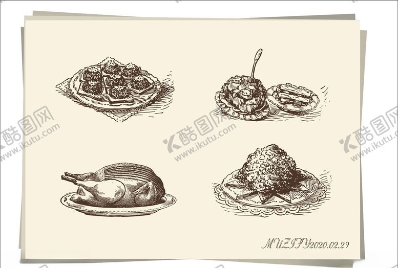 编号：16218110060333294435【酷图网】源文件下载-美食手绘稿