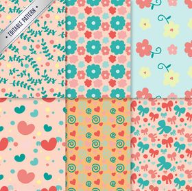 多彩花卉爱心图案集合