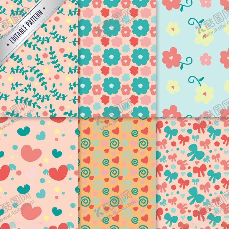 编号：84281011182241028729【酷图网】源文件下载-多彩花卉爱心图案集合