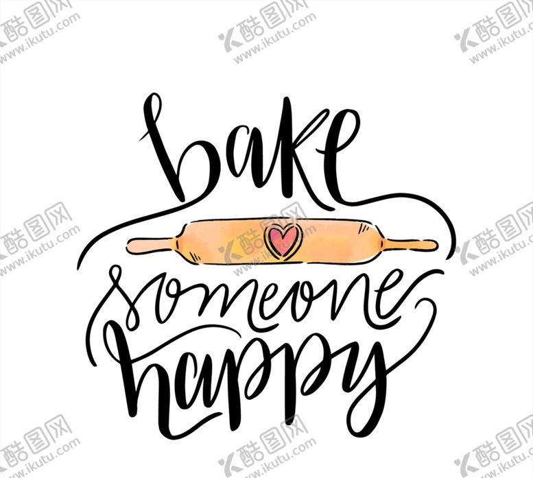 编号：14941309130711373152【酷图网】源文件下载-彩绘擀面棍烘培艺术字