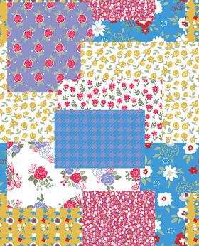 多彩花卉格子拼接图案