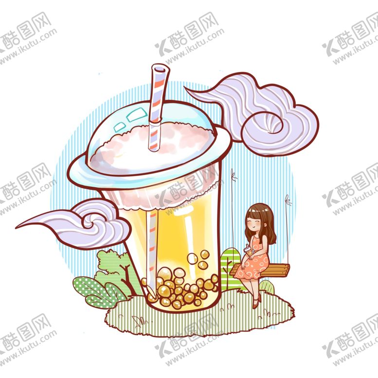 编号：57996404170724443283【酷图网】源文件下载-卡通奶茶女孩插画