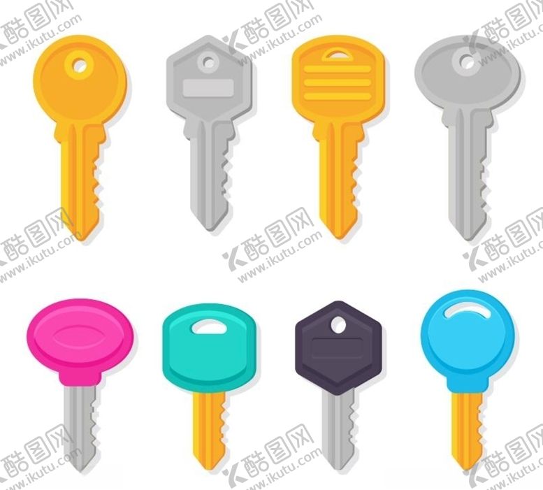 编号：51129309300254207235【酷图网】源文件下载-矢量彩色钥匙