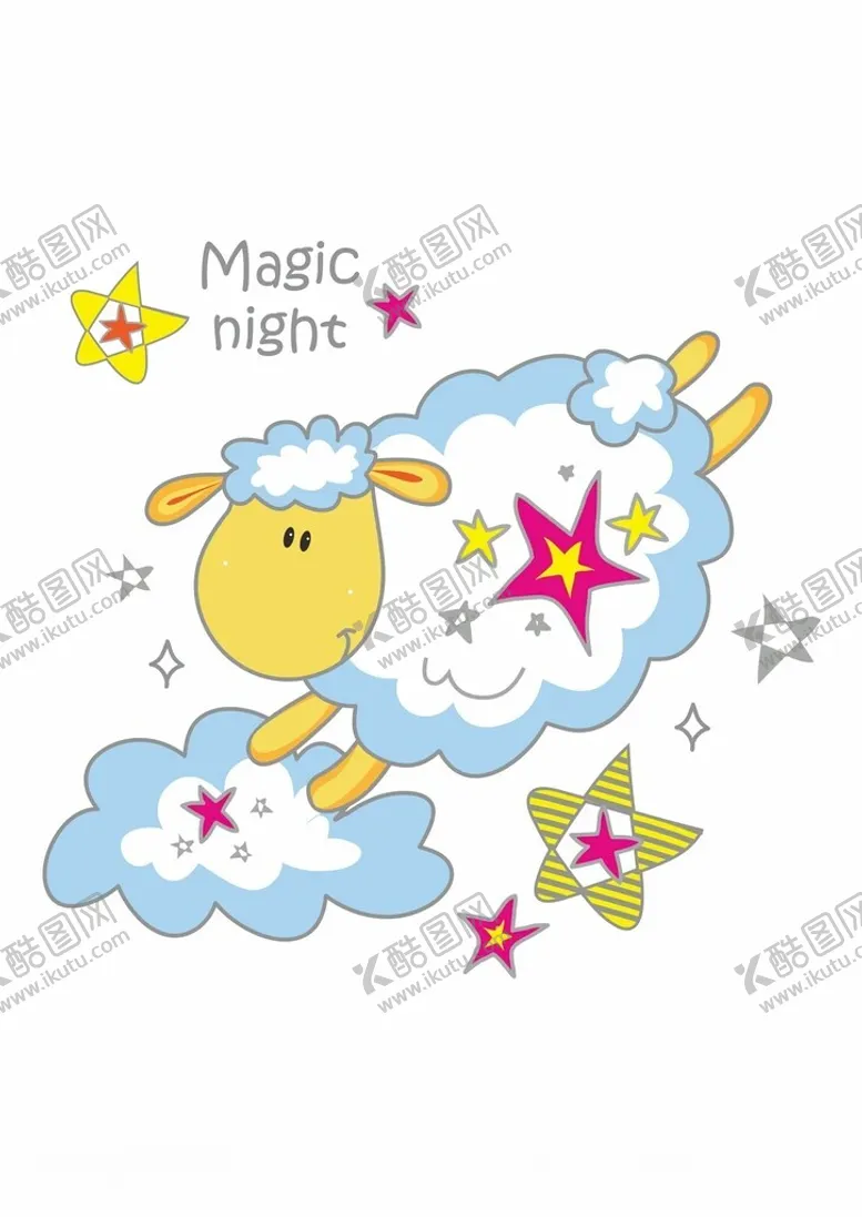 编号：87353912130404211283【酷图网】源文件下载-奇幻之夜绵羊星星彩云