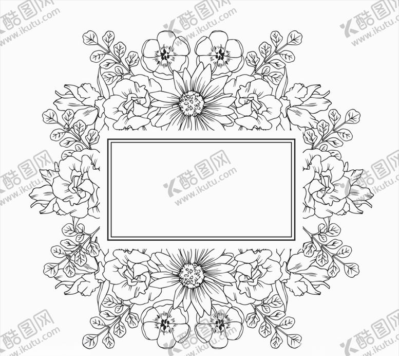 编号：71701009101503178269【酷图网】源文件下载-手绘花朵无色花卉框架