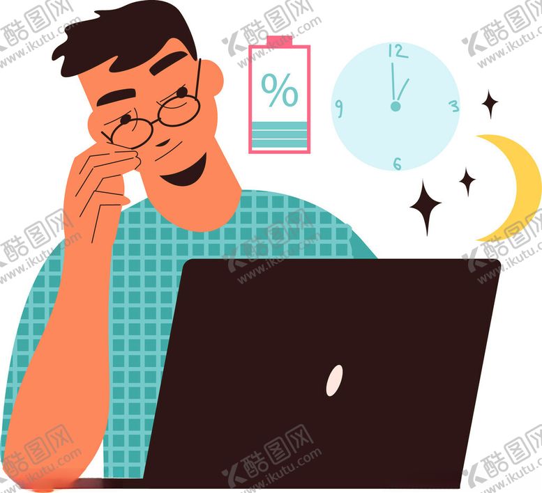 编号：37021304202013197559【酷图网】源文件下载-男子夜间专注使用笔记本电脑