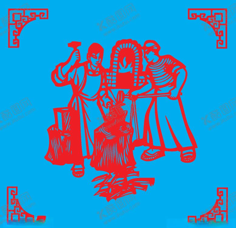 编号：22821104182330198220【酷图网】源文件下载-打铁剪纸