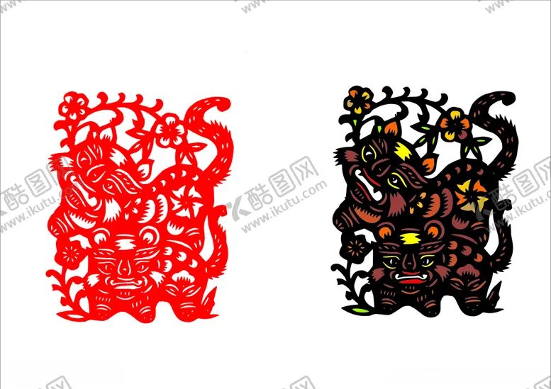 编号：53286603280246229854【酷图网】源文件下载-老虎剪纸2022年老虎窗