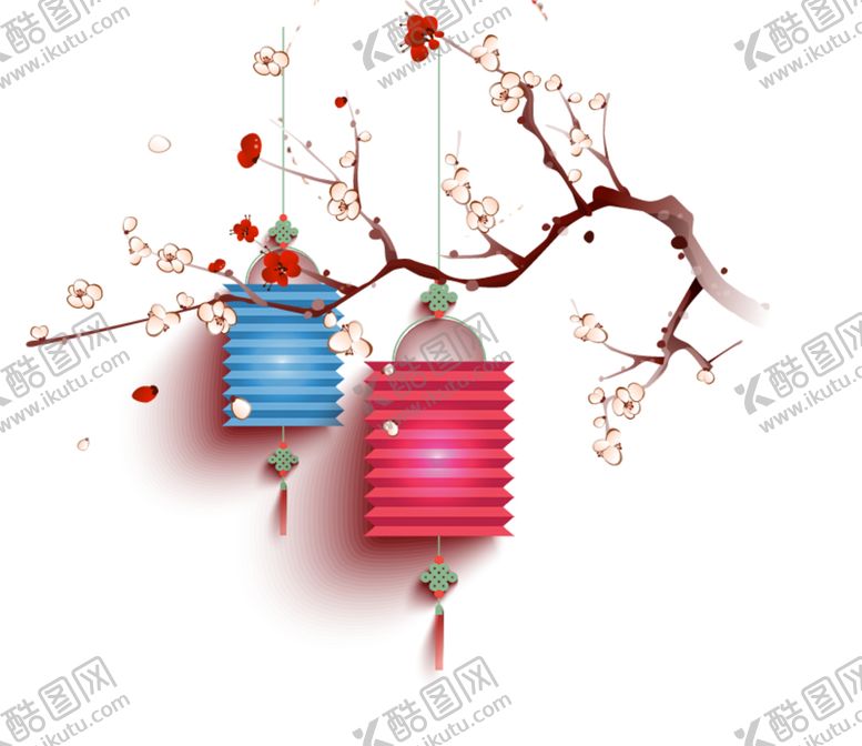 编号：57284206300846421742【酷图网】源文件下载-中国风灯笼梅花元素PNG