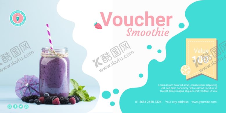 编号：71665509250646418637【酷图网】源文件下载-蓝莓奶昔代金券