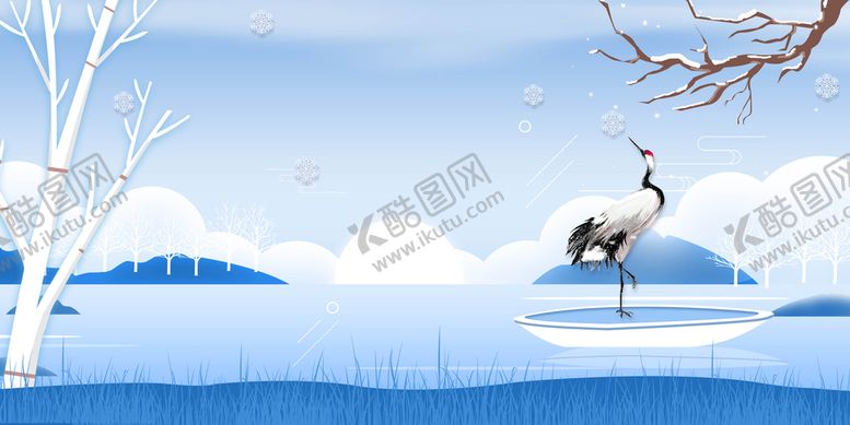 编号：08254909112314076821【酷图网】源文件下载-国风冬雪背景传统文化仙鹤