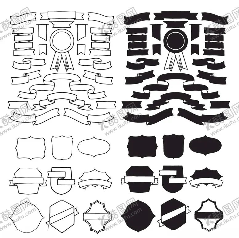 编号：38127111022025228203【酷图网】源文件下载-黑白飘带边框