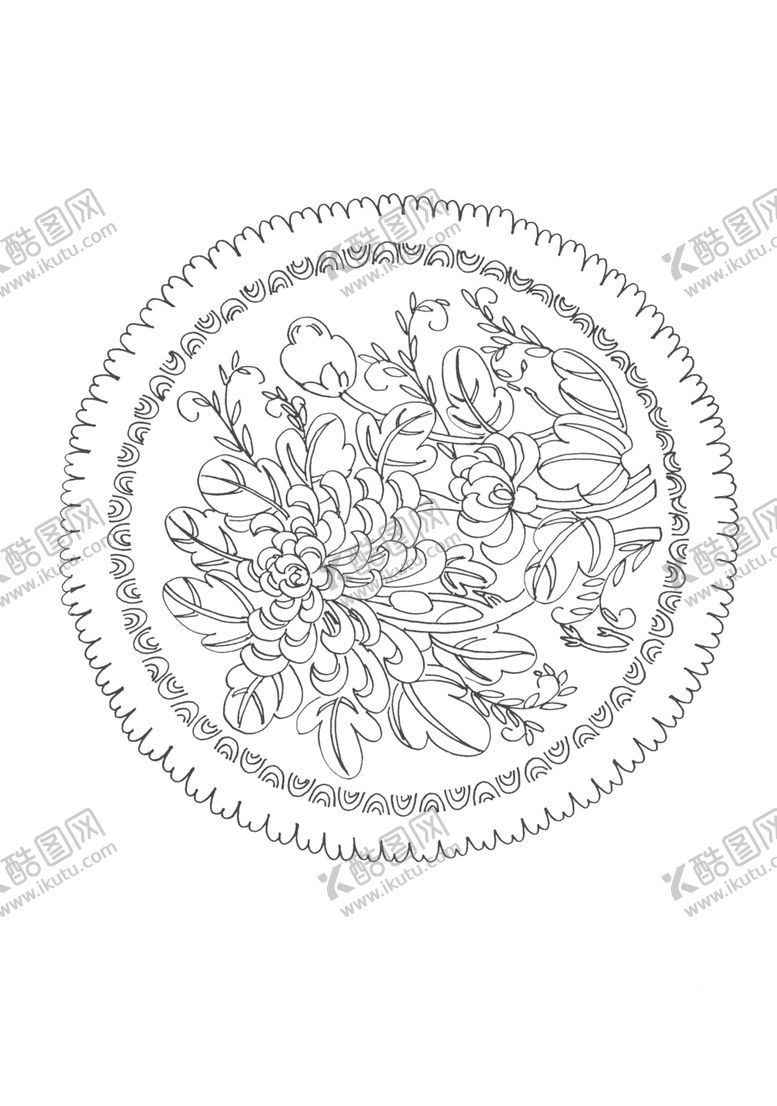 编号：98713009241752075704【酷图网】源文件下载-传统刺绣花纹线稿