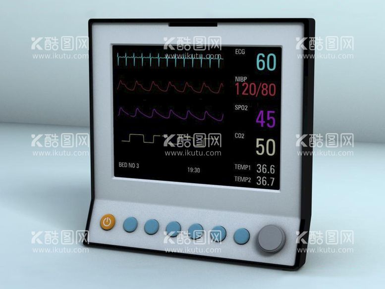 编号：97071011240820243925【酷图网】源文件下载-C4D模型心电图仪器