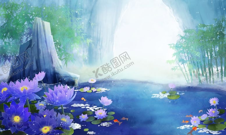 编号：35926607131200195487【酷图网】源文件下载-山水梦幻色彩插画卡通背景素材