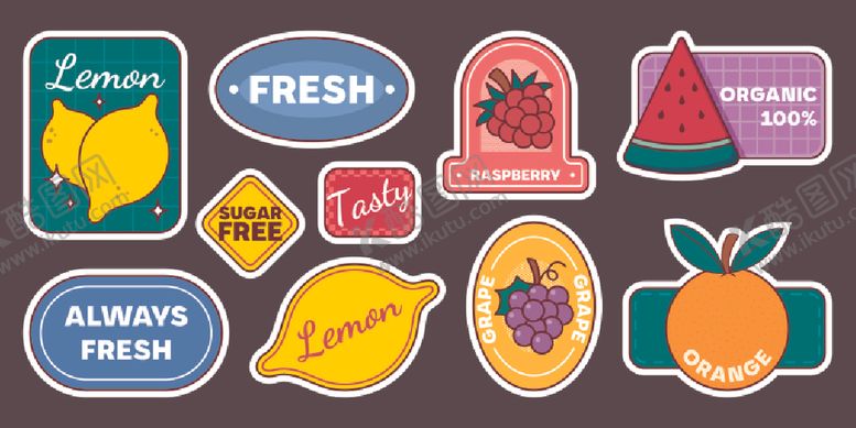 编号：62419611021710174905【酷图网】源文件下载-多彩水果主题创意贴纸
