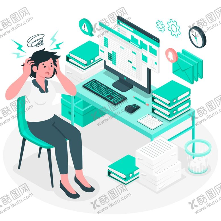 编号：18912110250844446664【酷图网】源文件下载-工作人物苦恼插画设计