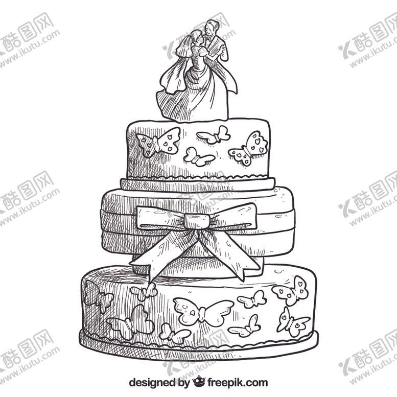 编号：59196110051148207130【酷图网】源文件下载-手绘婚礼蛋糕