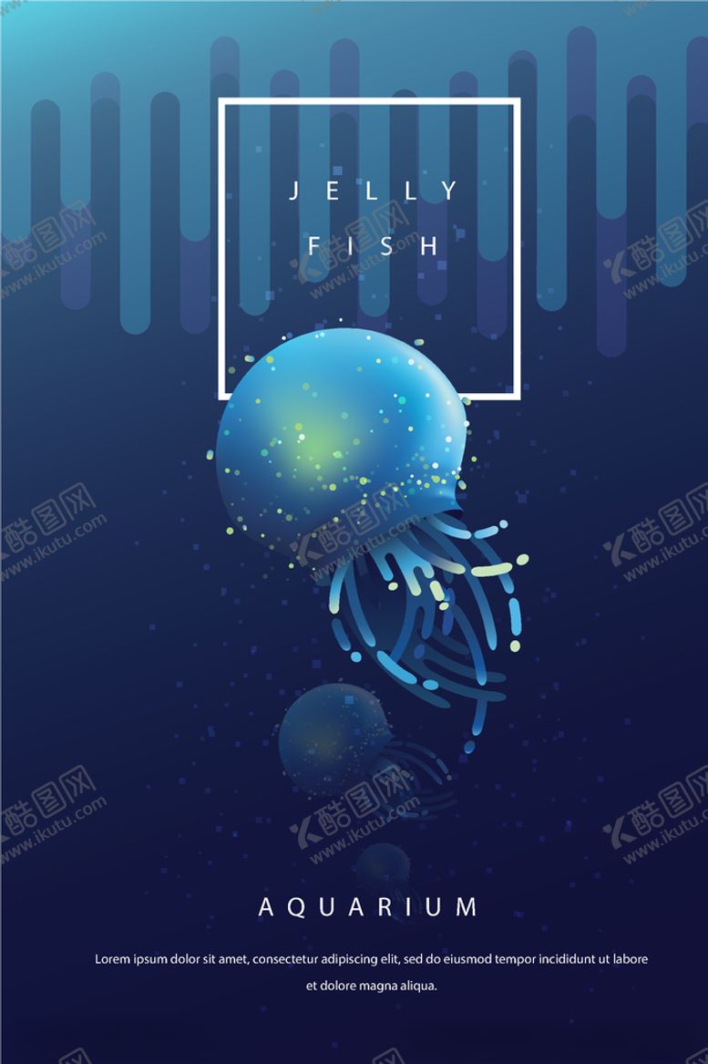 编号：31345106161932115498【酷图网】源文件下载-蓝色半透明手绘水母海报AI矢量