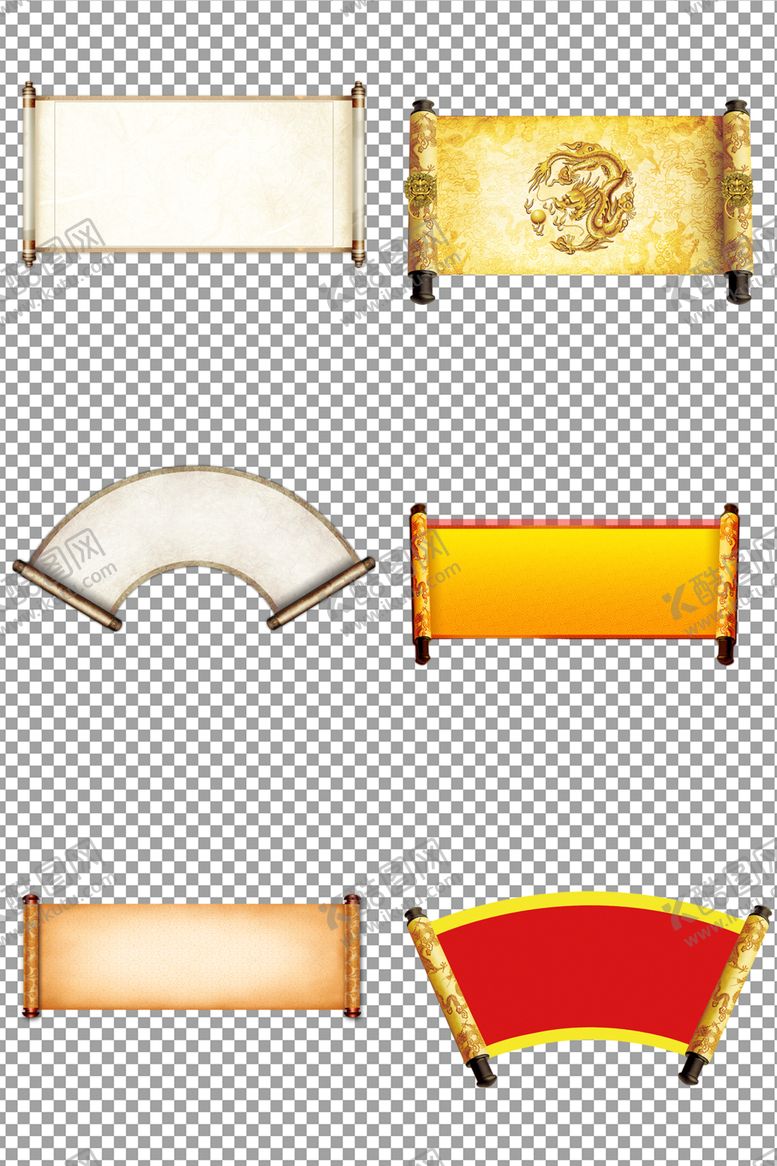 编号：77542409190602135182【酷图网】源文件下载-中国风牛皮纸卷轴