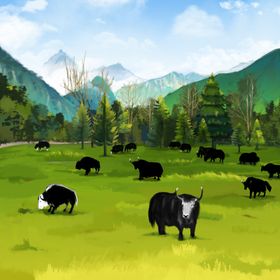 大草原奶牛包装插画