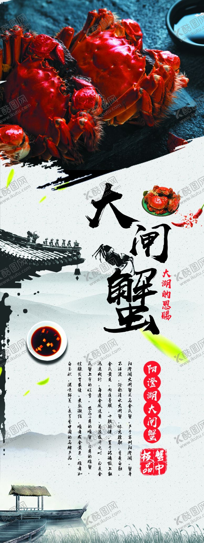编号：25003506171214386279【酷图网】源文件下载-大闸蟹螃蟹中秋菊花海报展板