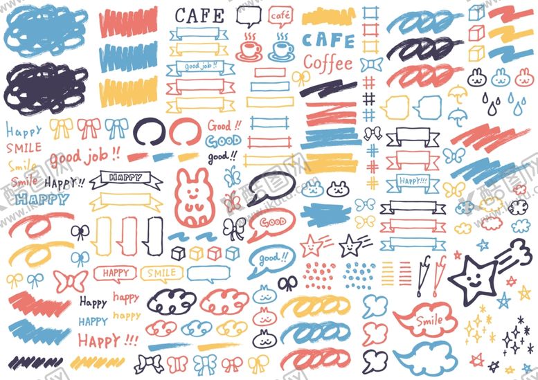 编号：64765610310113318955【酷图网】源文件下载-涂鸦插画元素