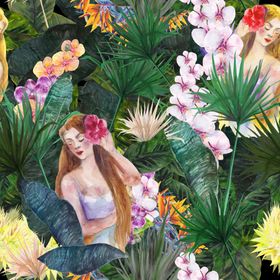 夏日水彩绘画花朵背景