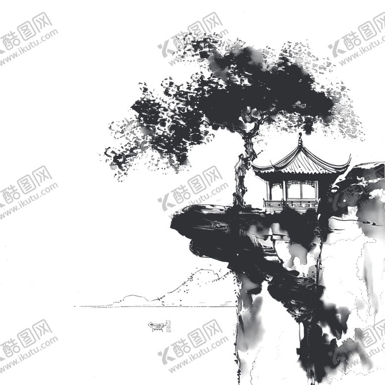 编号：12956001190622169641【酷图网】源文件下载-古风亭子剪影