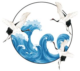 国潮仙鹤海浪