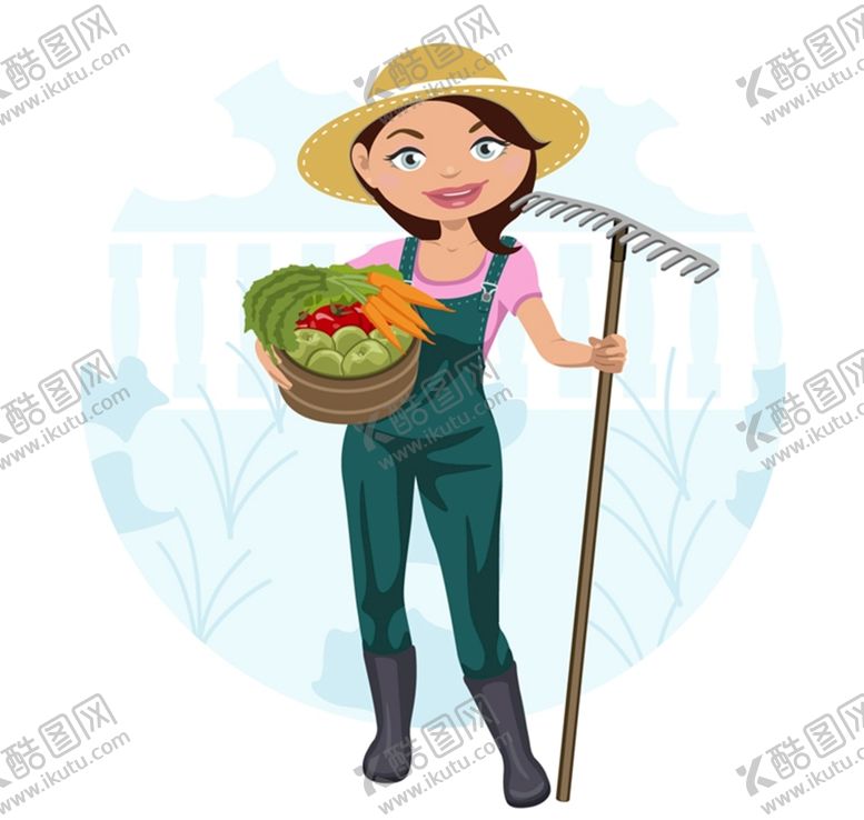 编号：08247309190115458167【酷图网】源文件下载-卡通女农夫矢量