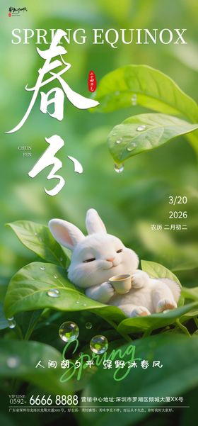 春分兔子海报