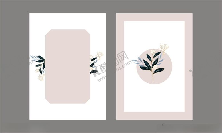 编号：76425711171936021991【酷图网】源文件下载-典雅花卉婚礼邀请函贺卡请柬