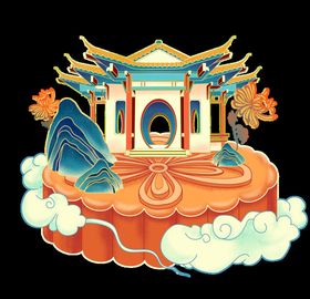 中秋元素国风背景舞狮经典文化材