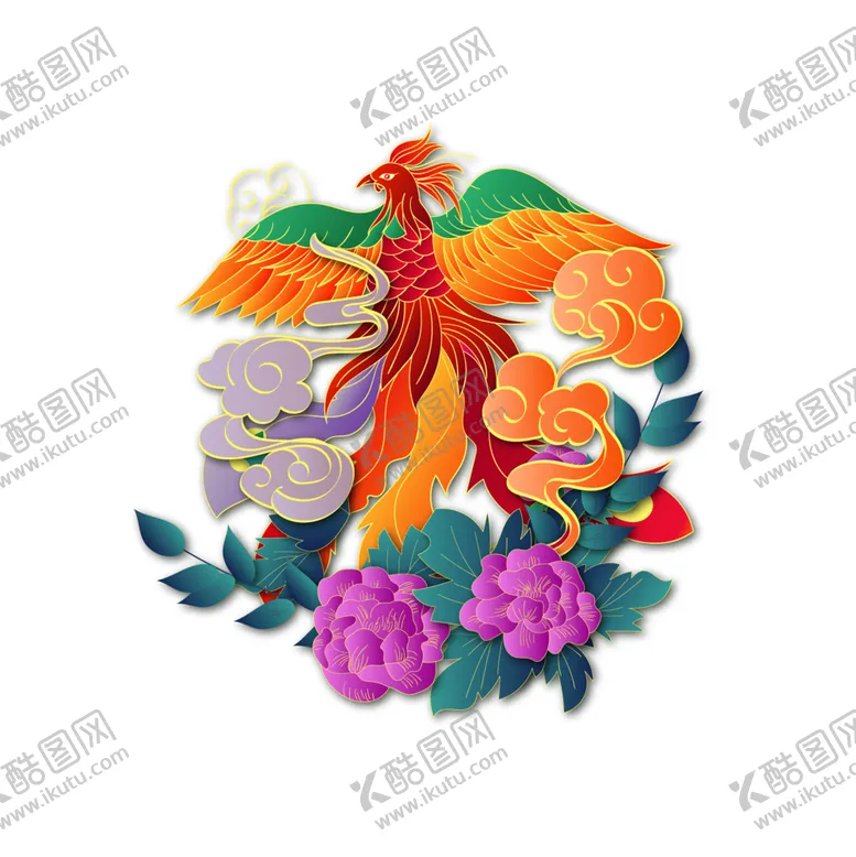 编号：96408304260324579308【酷图网】源文件下载-国潮凤凰插画