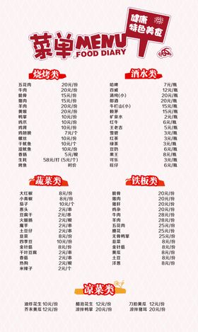 烧烤店价格表