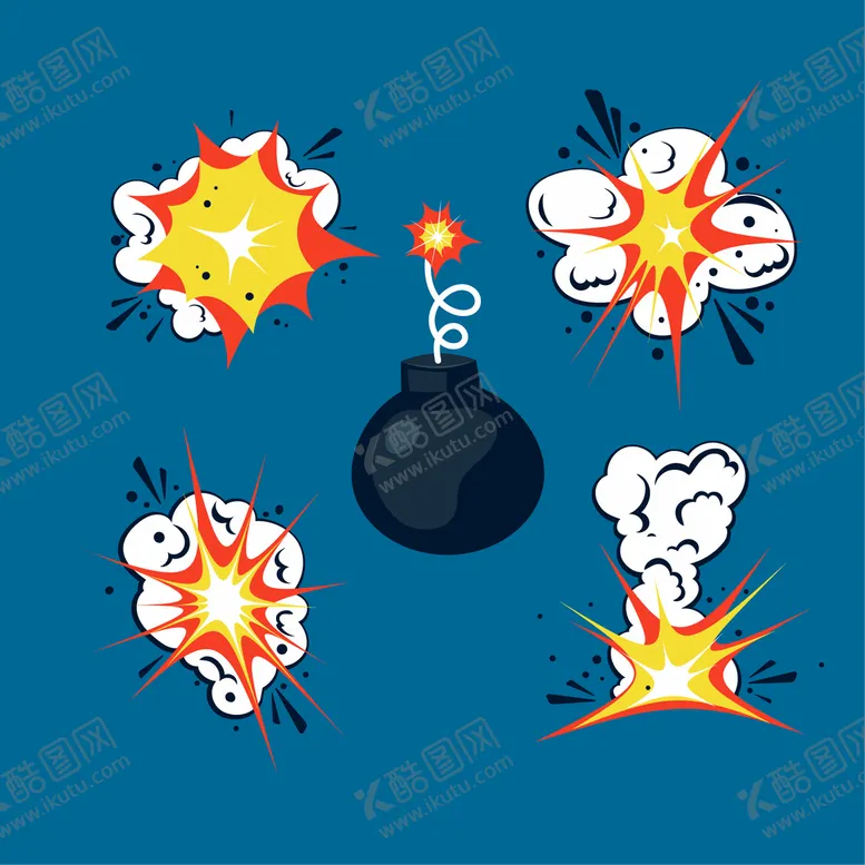 编号：83429709160233577951【酷图网】源文件下载-爆炸效果 手绘炸弹素材