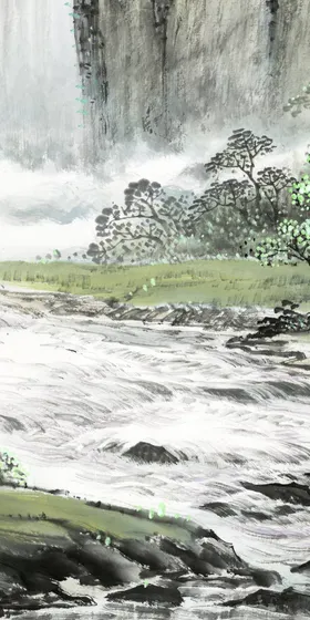 山水禅意画新中式新中式壁画新中式画