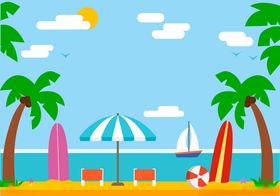 夏日海滩度假元素贴纸