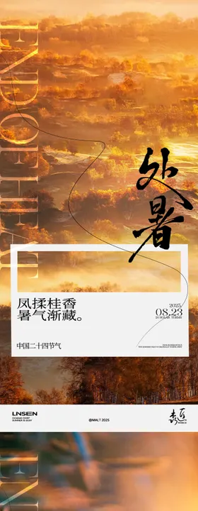 处暑白露秋分节气海报
