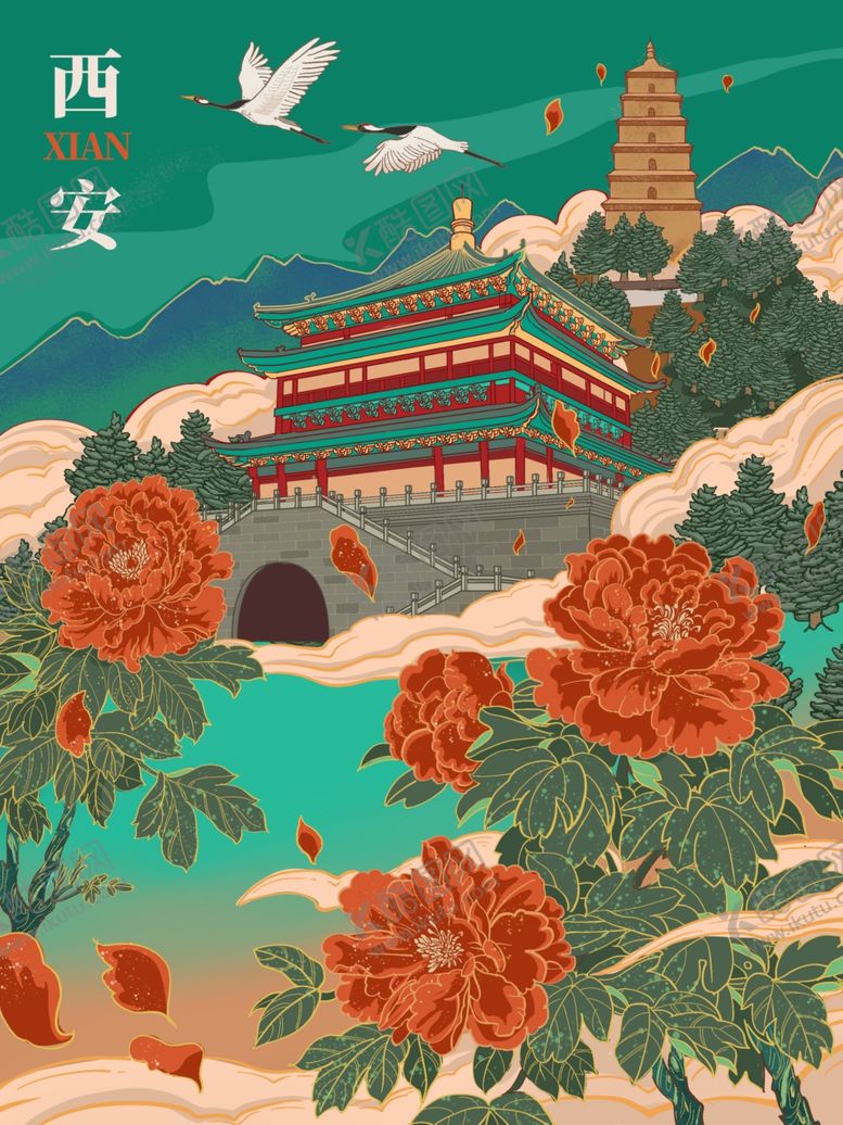 编号：31608404292131024059【酷图网】源文件下载-国潮建筑