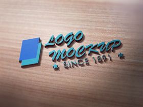 木质背景LOGO样机