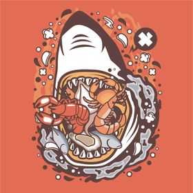 卡通鲨鱼海鲜