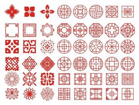 中式传统红色花纹图案集