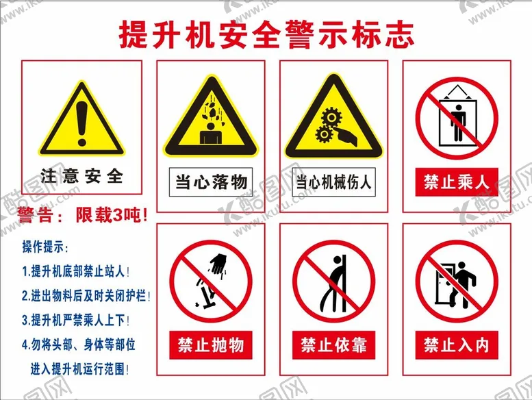 提升机安全标识注意警示