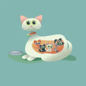 猫动物表演插画彩绘