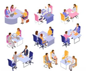 8组创意立体商务会面人物
