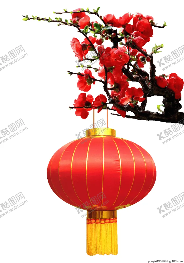 编号：58713504171832193963【酷图网】源文件下载-中国风灯笼梅花元素PNG