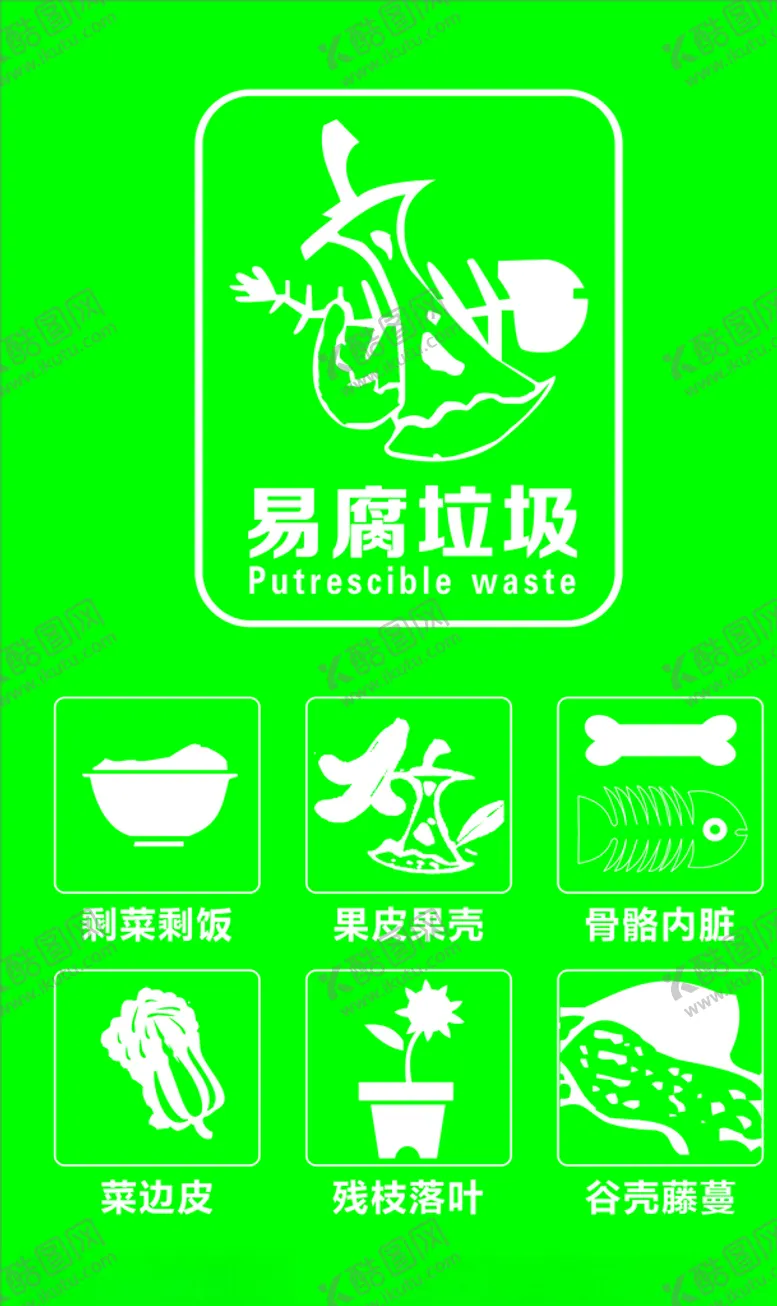 编号：13537009191701484576【酷图网】源文件下载-易腐垃圾宣传海报